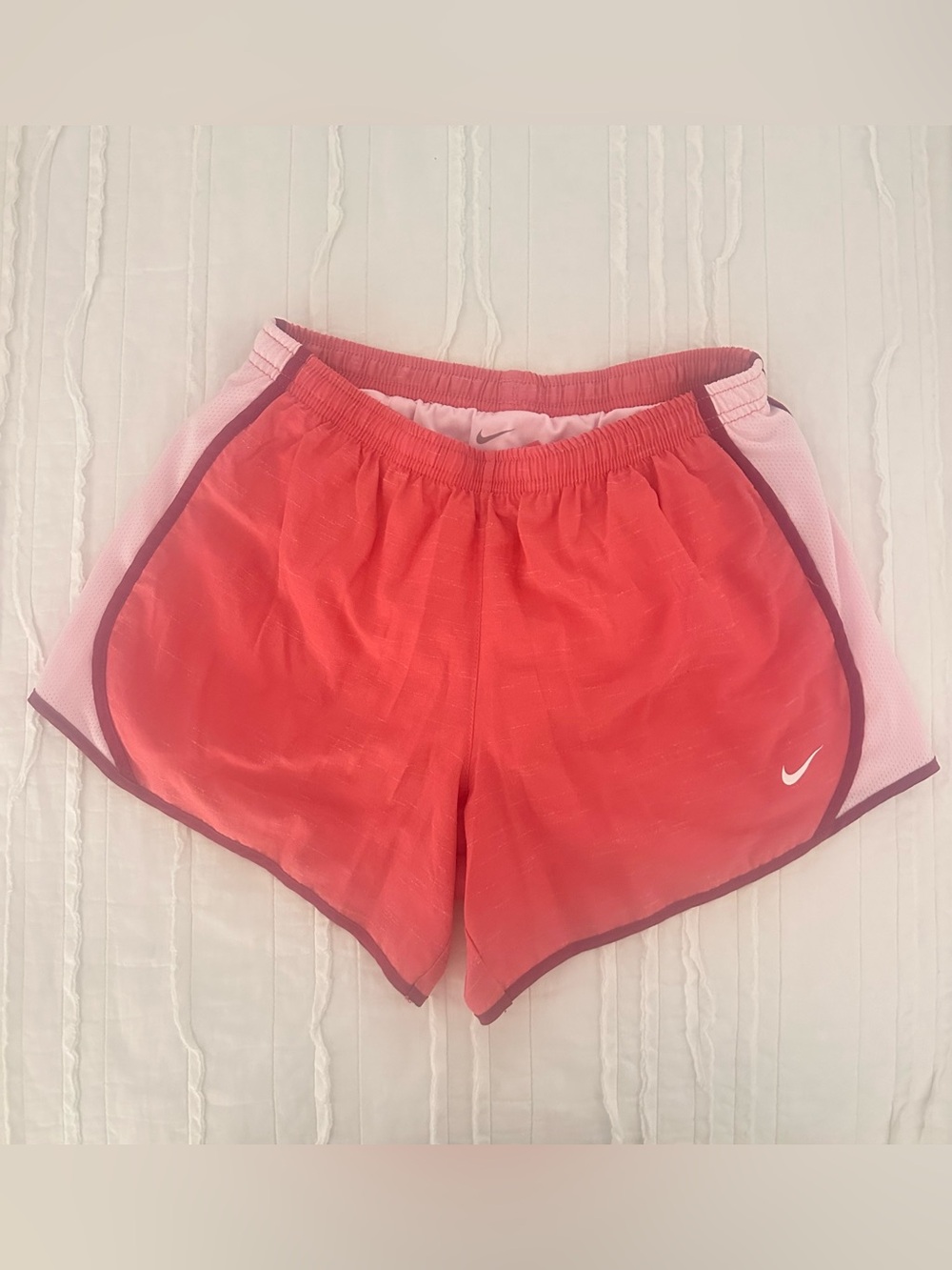Nike Women's Coral-Pink Athletic Shorts - size YOUTH XL (women’s xs)